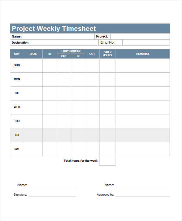 FREE 45+ Timesheet Templates in MS Words Apple Pages