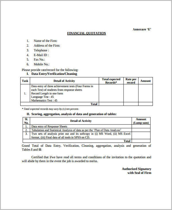 FREE 32+ Quotation Examples & Samples in PDF MS Word Google Docs