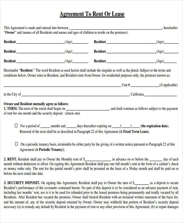 FREE 33+ Lease Agreement Forms in PDF MS Word