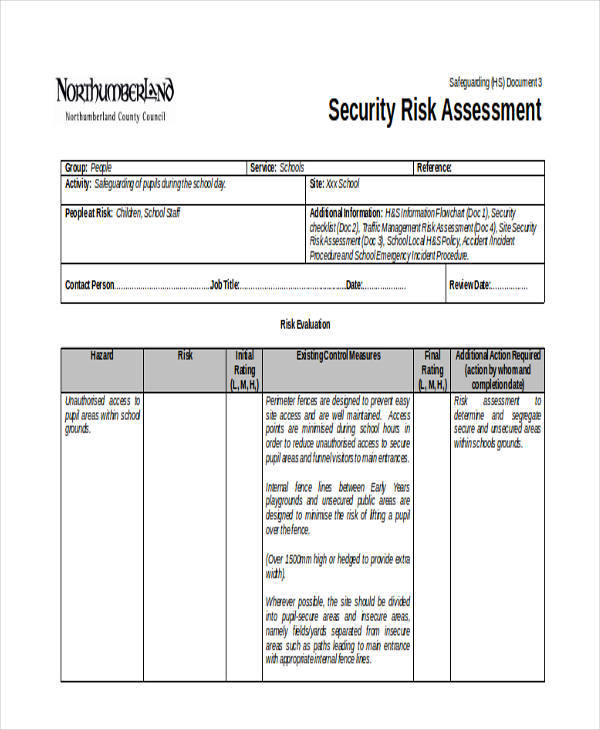 FREE 35+ Risk Assessment Form Samples in PDF MS Word