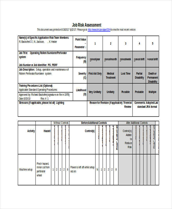 FREE 35+ Risk Assessment Form Samples in PDF MS Word