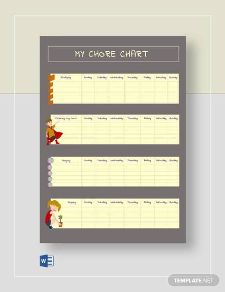 FREE 36+ Sample Chore Chart Templates in Google Docs | MS Word | Pages
