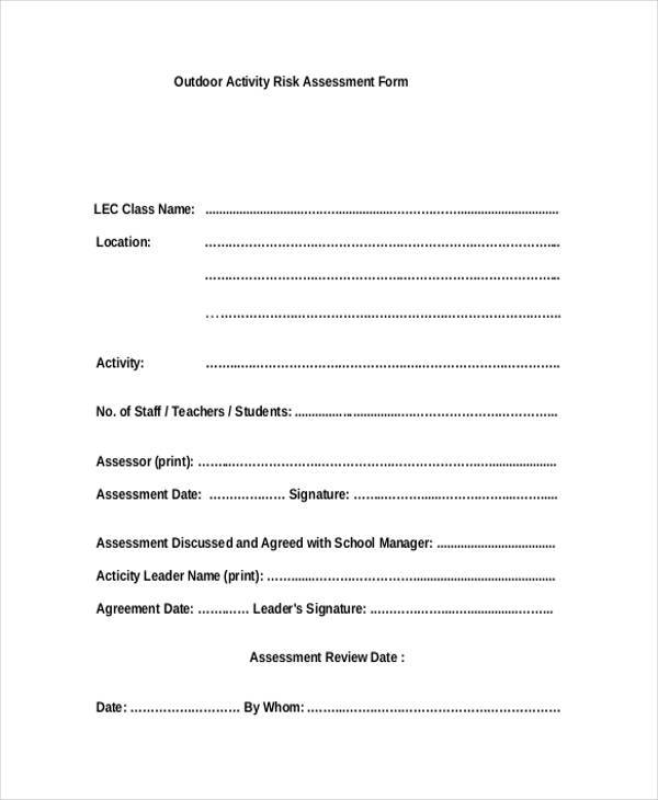 Outdoor Risk Assessment Template