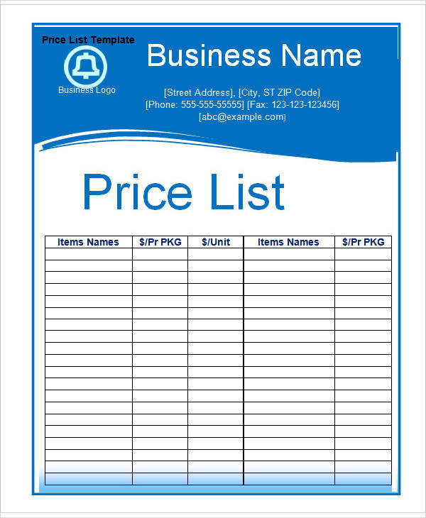 FREE 8+ Price Chart Templates in MS Word PDF Excel