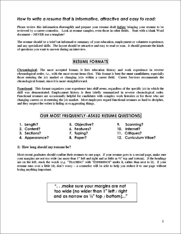 FREE 10 Commandments of Resume Writing [ With Samples ]