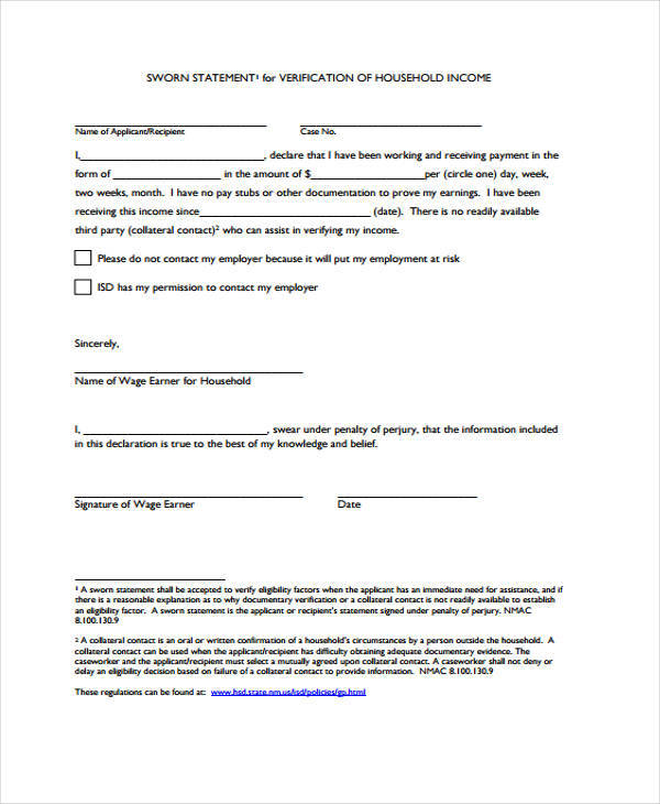 Declaration Of Perjury Statement certify letter