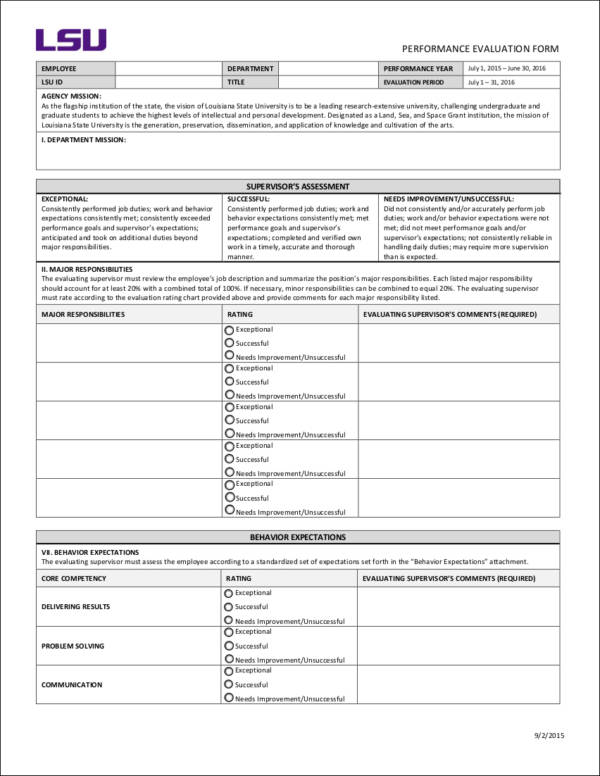 FREE Employee Performance Evaluation Goals [ 10+ Samples ]