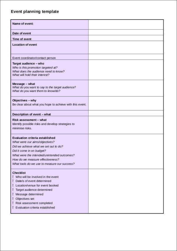FREE 14+ Event Planning Checklist Ideas Samples & Templates in PDF MS Word Google Docs Pages