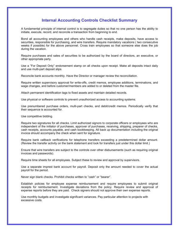 FREE 12+ Control Checklist Samples & Templates in PDF MS Word