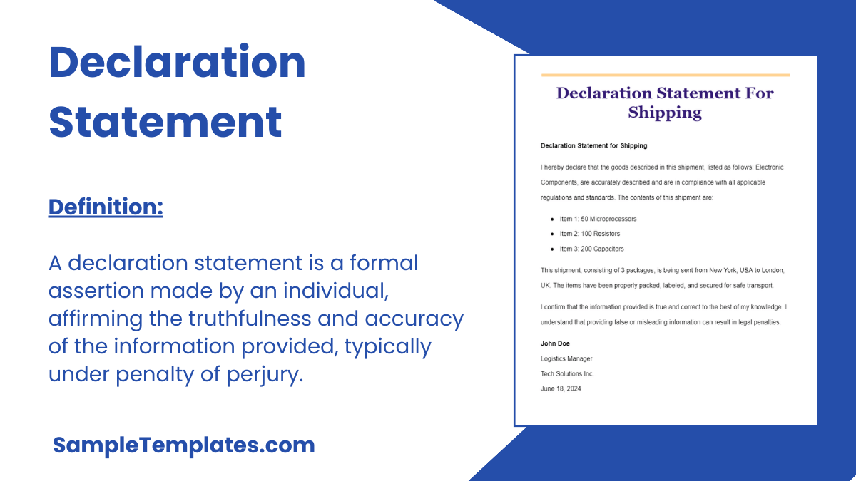 FREE 16+ Declaration Statement Samples and Templates in PDF, Word