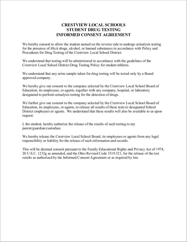 Drug Test Consent Form Printable