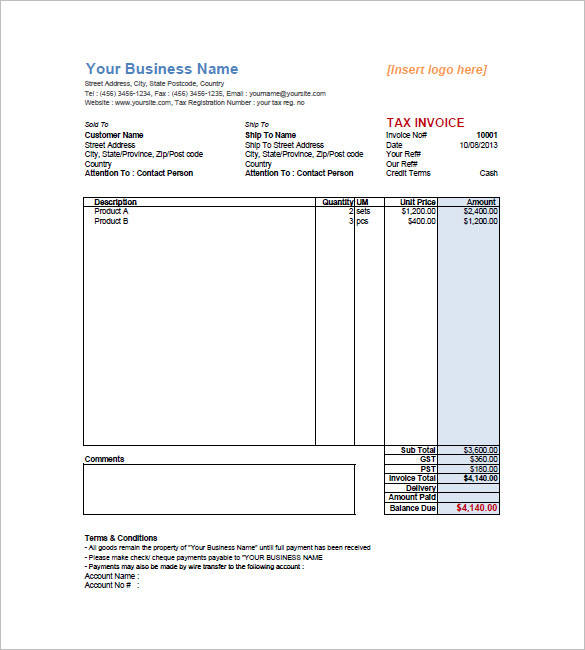 FREE 11+ Retail Invoice Samples & Templates in PDF MS Word