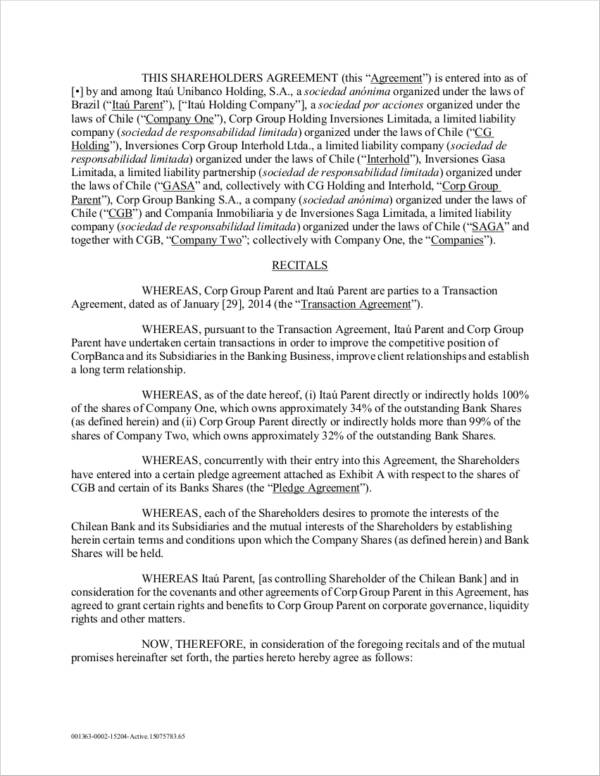 FREE 17+ Shareholders Agreement Samples and Templates in PDF MS Word