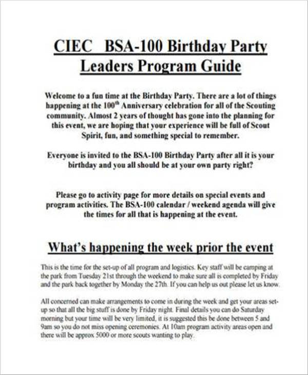 FREE 17+ Party Agenda Samples and Templates in PDF