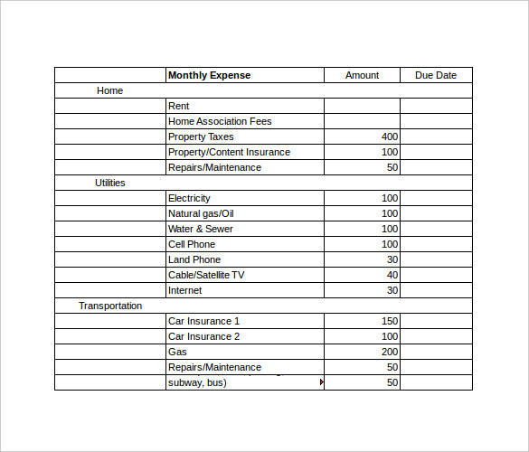 Expense Spreadsheet Template Free Database