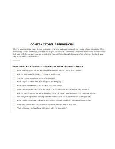 Contractor Reference Letter Template