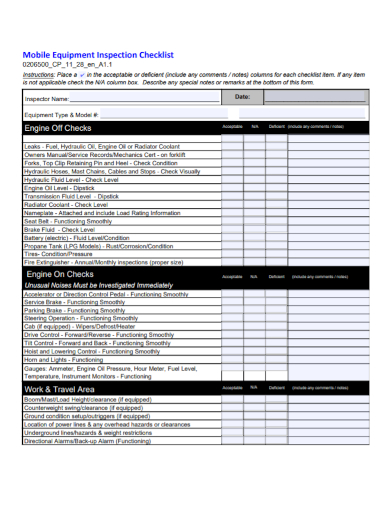 FREE 10+ Equipment Inspection Checklist Samples [ Safety, Daily