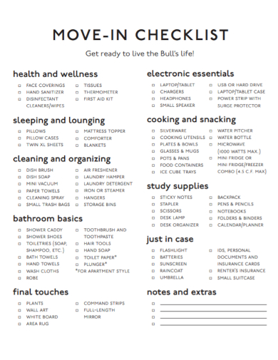 FREE 10+ Move In Checklist Samples [ Rental, Tenant, Inspection ]