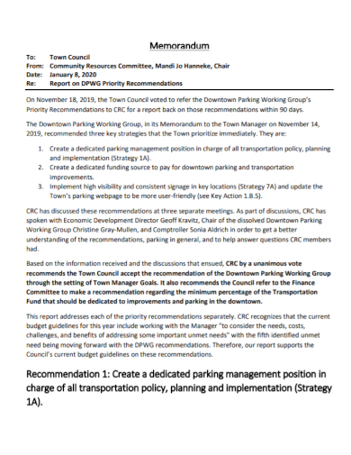 Free 6+ Recommendation Memo Report Samples In Pdf | Doc