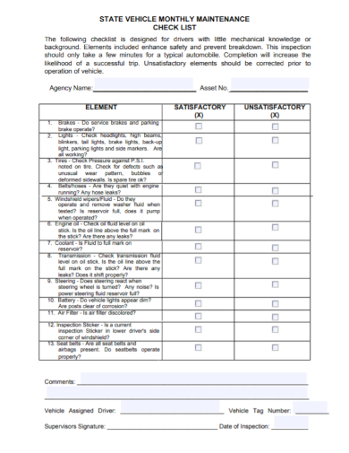 Free Car Service Monthly Maintenance Checklist Template Ai & PDF ASKxz