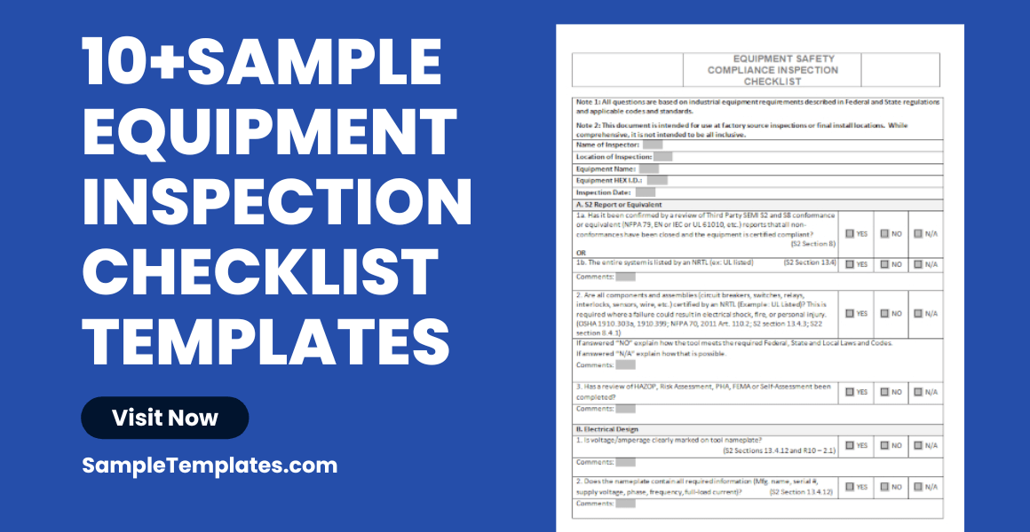 FREE 10+ Equipment Inspection Checklist Samples [ Safety, Daily
