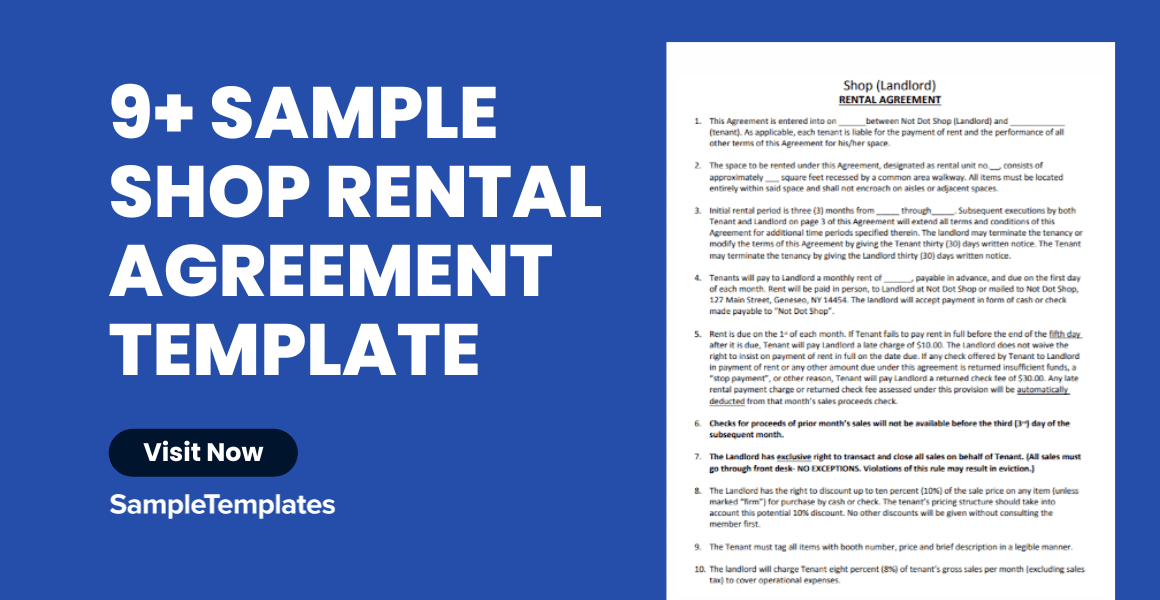 FREE 9+ Shop Rental Agreement Samples [ Commercial, Lease, Tenancy ]