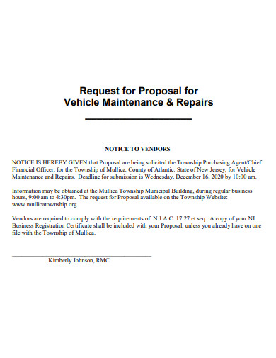 FREE 8+ Vehicle Maintenance Proposal Samples in PDF | MS Word | Apple