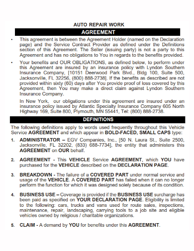 FREE 10+ Auto Repair Agreement Samples in MS Word | Google Docs | Apple