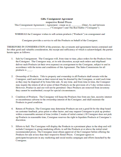 FREE 9+ Retail Consignment Agreement Samples in MS Word | Google Docs