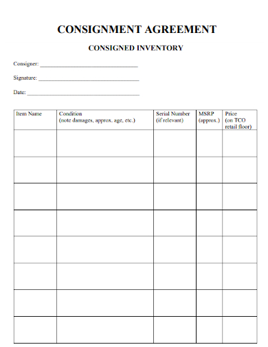FREE 9+ Retail Consignment Agreement Samples in MS Word | Google Docs