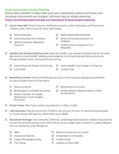 FREE 10+ Estate Planning Checklist Samples in PDF | DOC