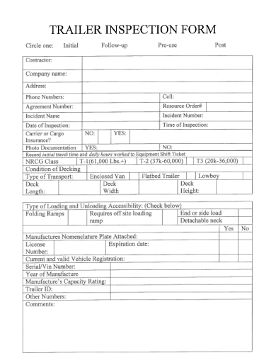 FREE 10+ Trailer Inspection Form Samples in PDF