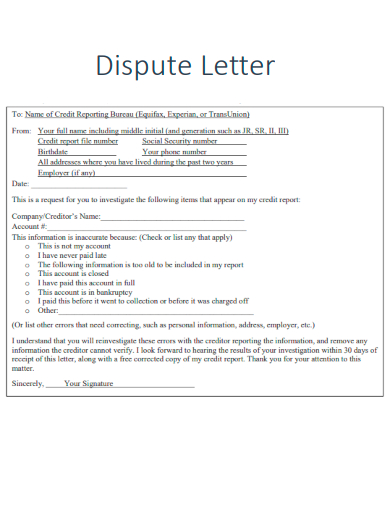 FREE 15+ Dispute Letter Samples in PDF