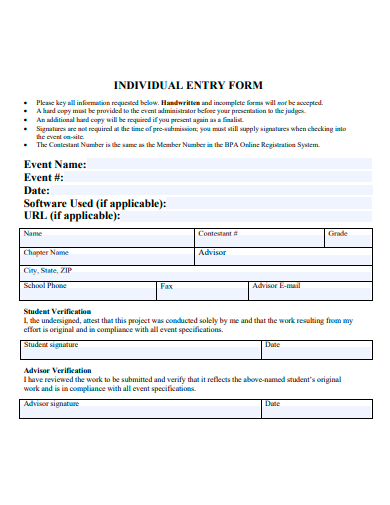 FREE 33+ Entry Form Samples in PDF | MS Word