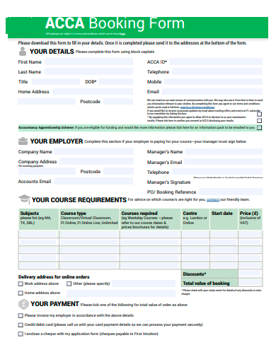 FREE 35+ Booking Form Samples in PDF | MS Word