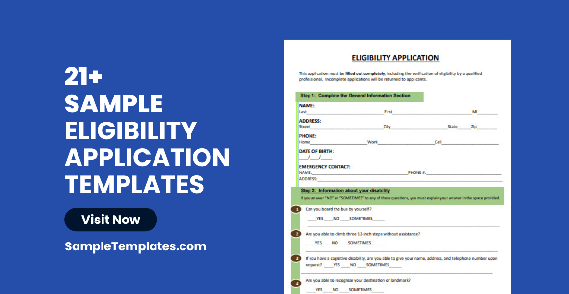 FREE 21+ Eligibility Application Samples in PDF