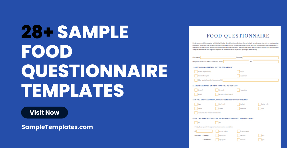 FREE 28+ Food Questionnaire Samples in PDF MS Word