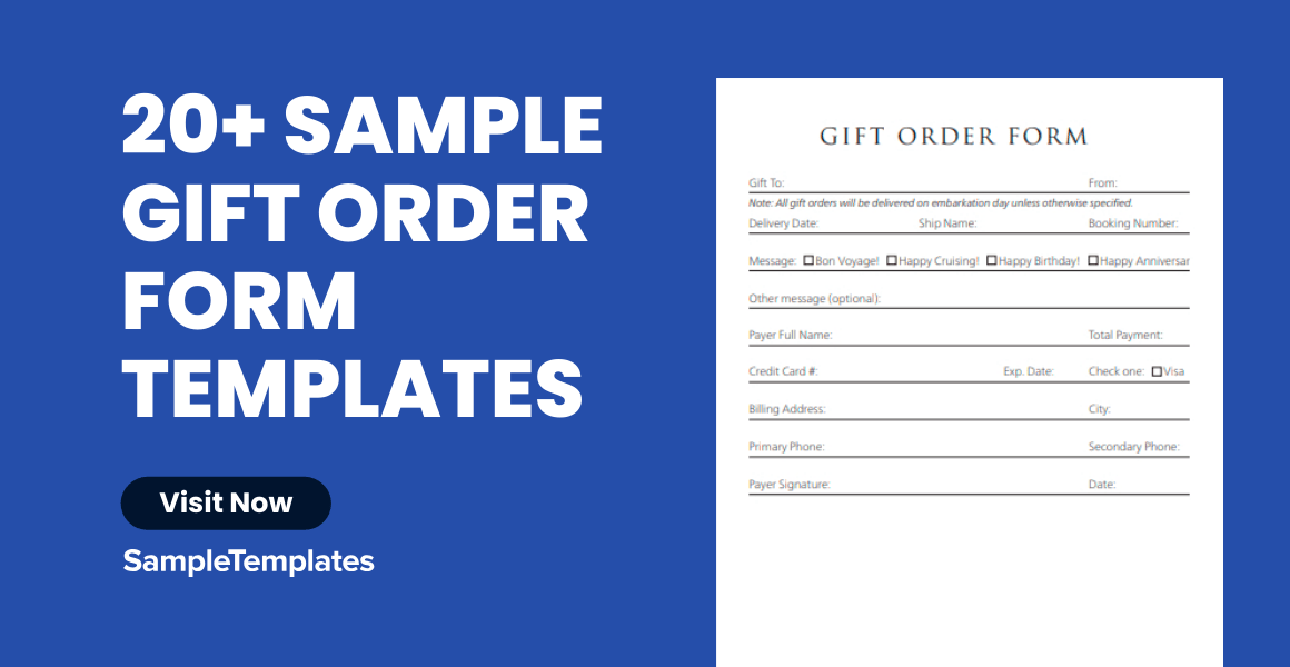 FREE 20+ Gift Order Form Samples in MS Word MS Excel Apple Numbers