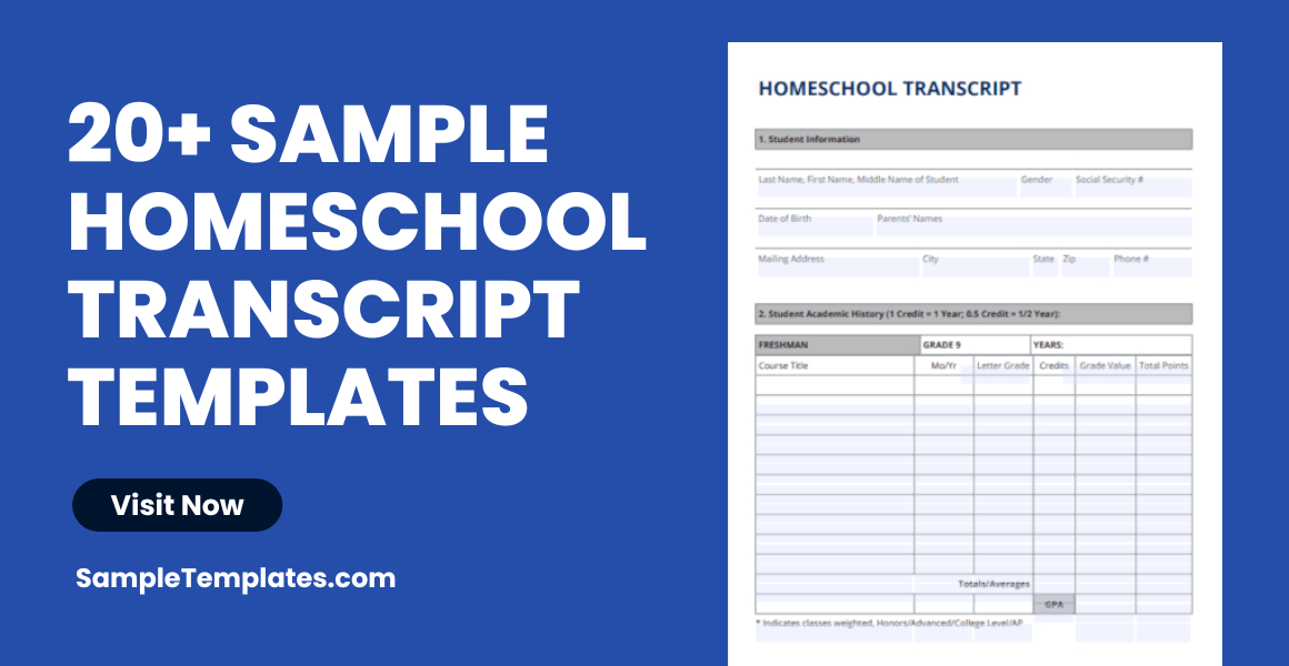 FREE 20+ Homeschool Transcript Samples in PDF