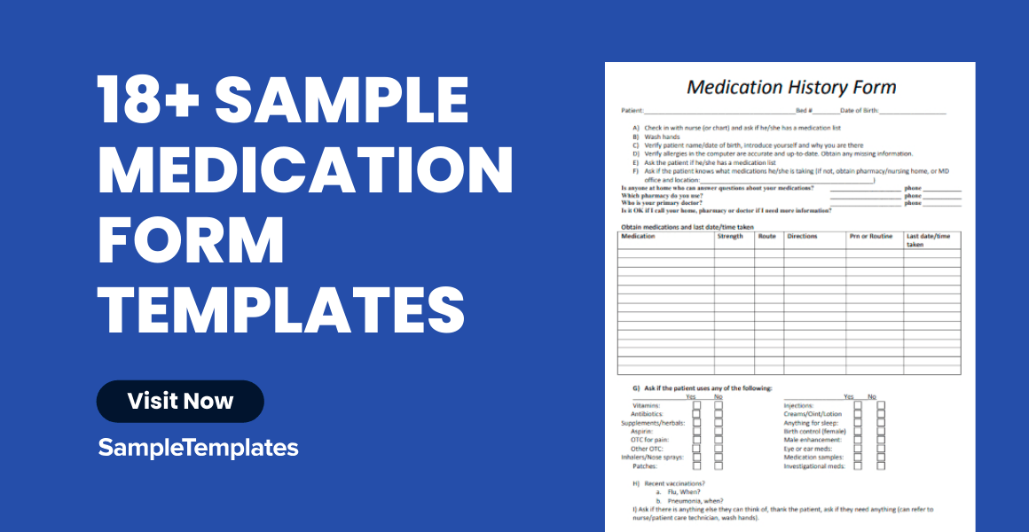 FREE 18+ Medication Form Samples in MS Word Google Docs Excel PDF