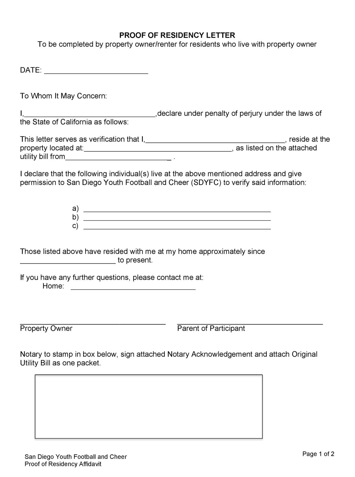 10 FREE Proof Of Residency Letter Samples & Templates In MS Word