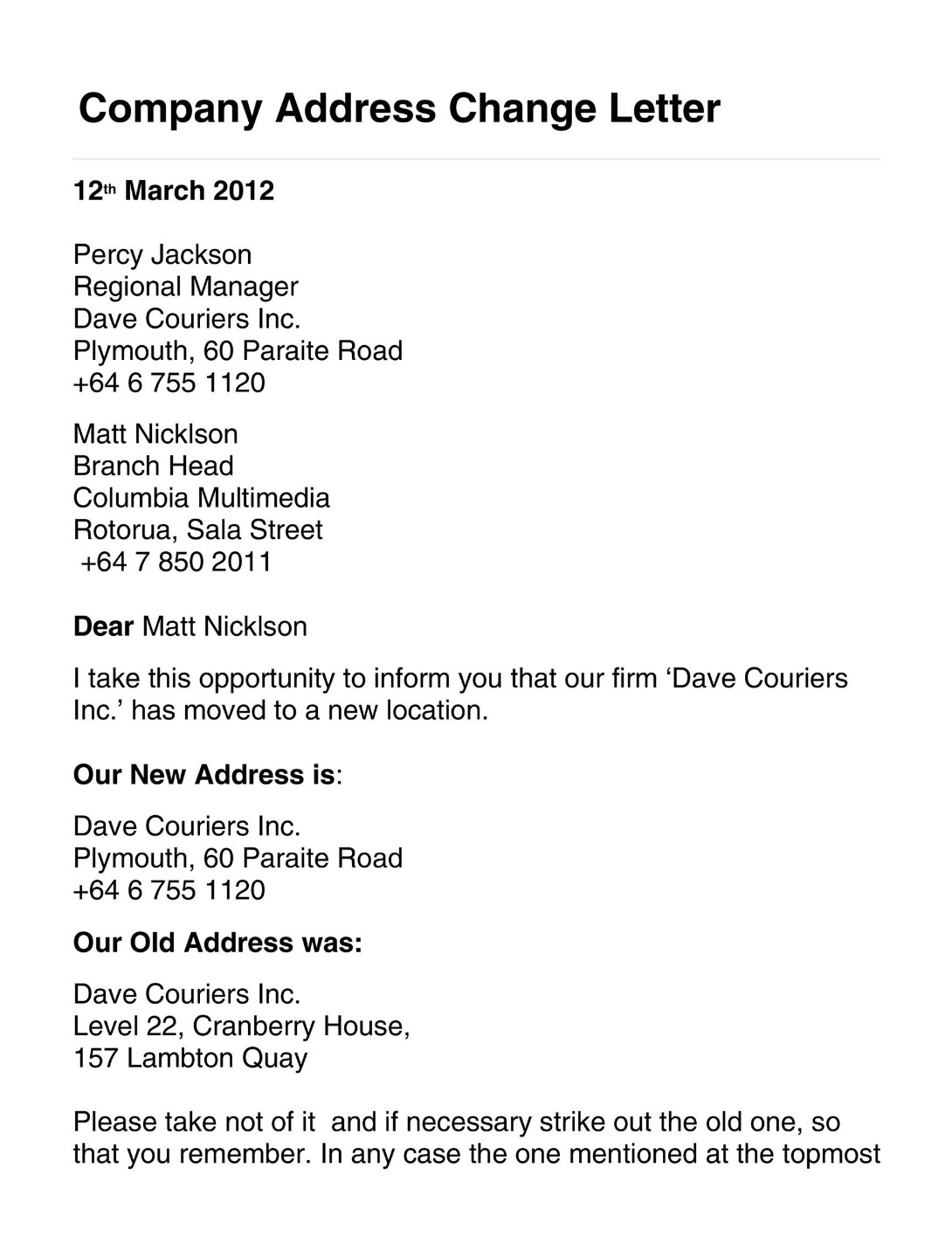 12 FREE Change Of Address Letter Samples & Templates in. MS Word