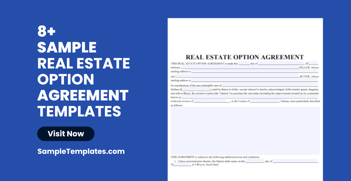 FREE 8+ Real Estate Option Agreement Samples in MS Word PDF