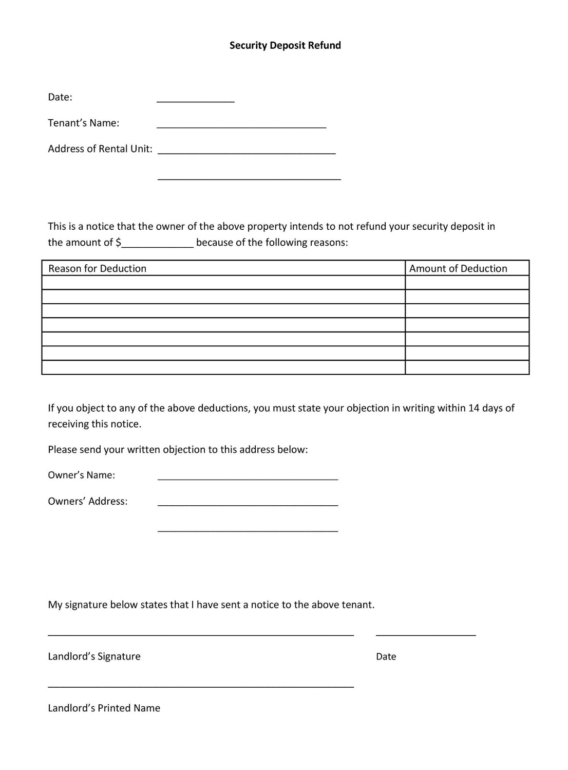 13 FREE Security Deposit Return Letter Samples & Templates in MS Word