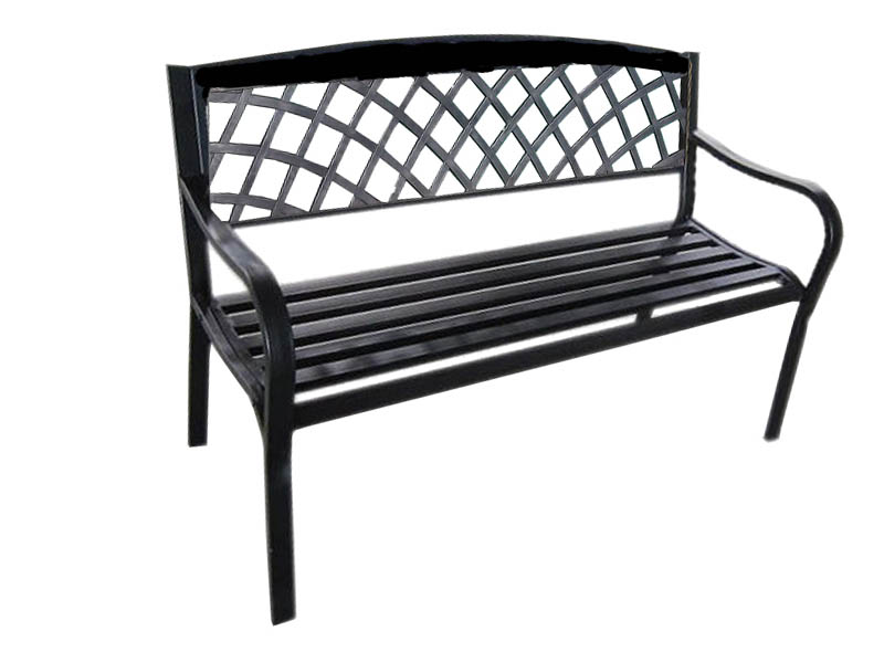 3 SEATER METAL/WOODEN GARDEN OUTDOOR LATTICE BACK PARK BENCH FURNITURE