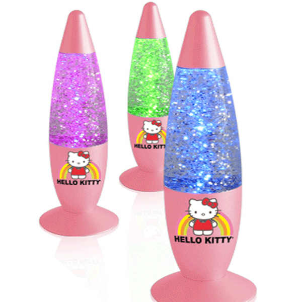 HELLO KITTY COLOUR CHANGING GLITTER LAVA MOTION DESK NIGHT LAMP LIGHT