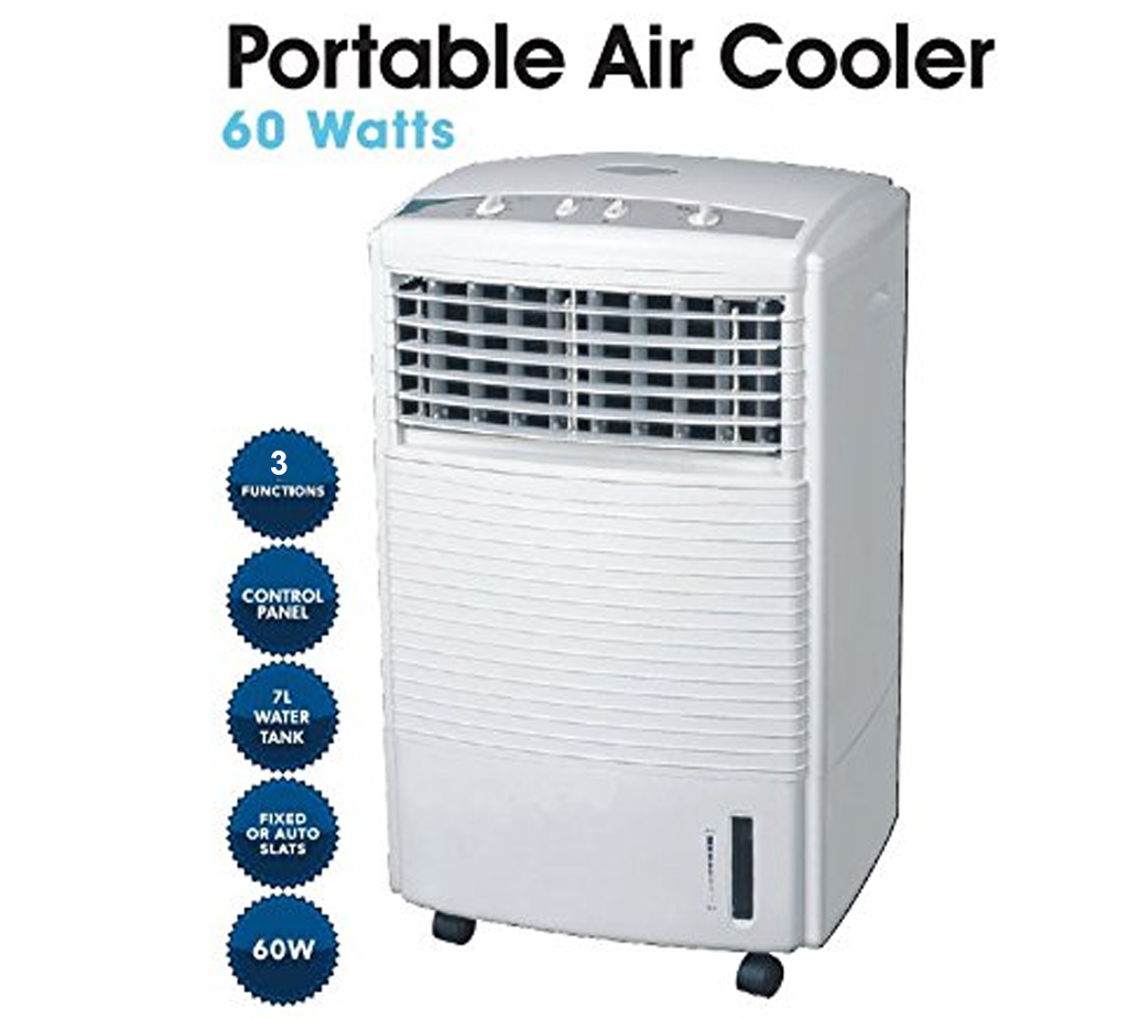 WHITE PORTABLE COLD AIR COOLER FAN EVAPORATION 3 SPEED OSCILLATING