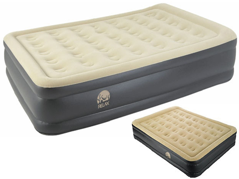 INFLATABLE HIGH RAISED DOUBLE AIR BED MATTRESS AIRBED W BUILT IN