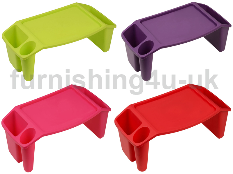 NEW MULTIPURPOSE LAP TRAY CUP HOLDER BED SERVING BREAKFAST LIME PURPLE