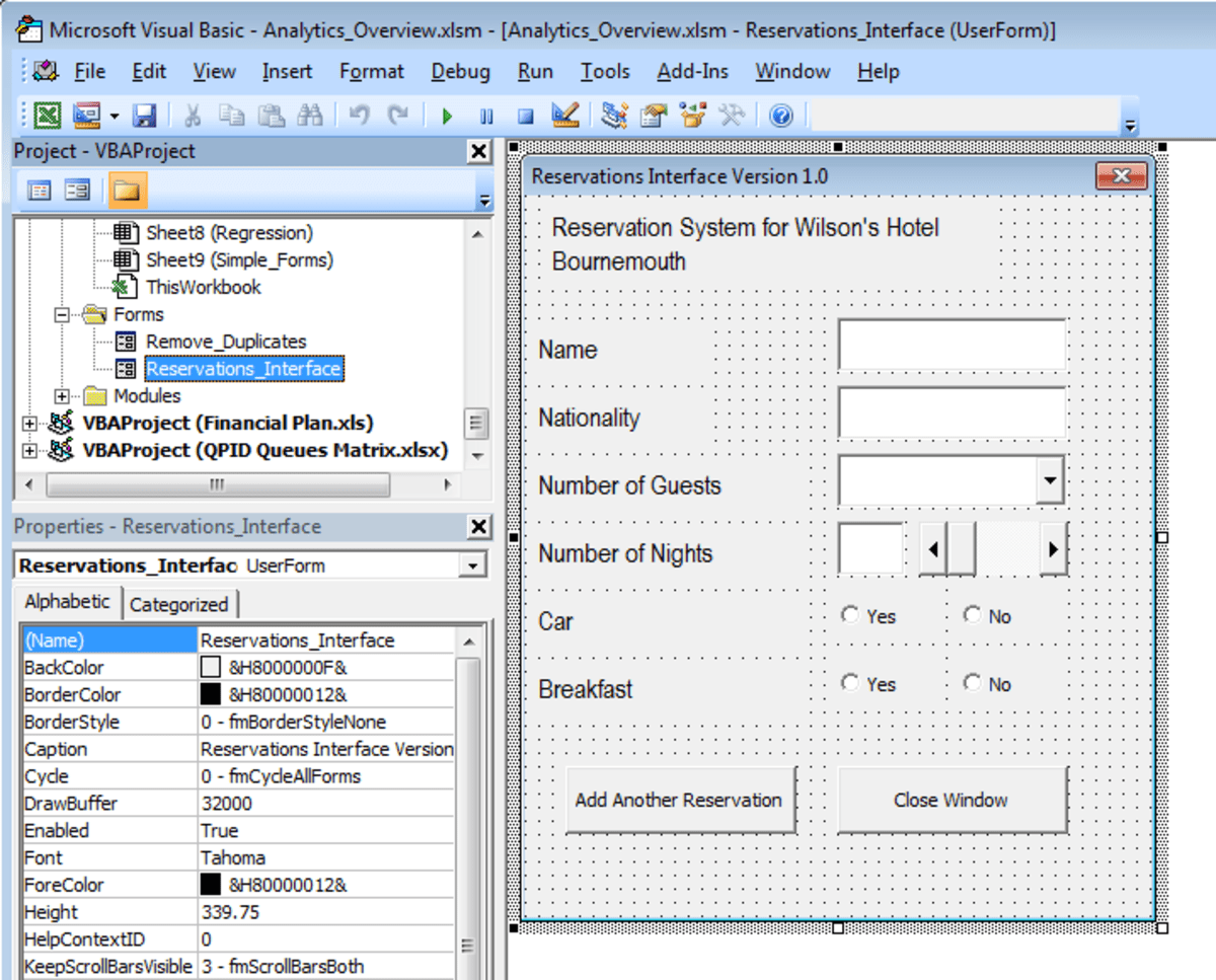 How to write Visual Basic code to configure a User Interface created
